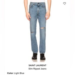 Saint Laurent Paris Ripped Light Blue Jeans